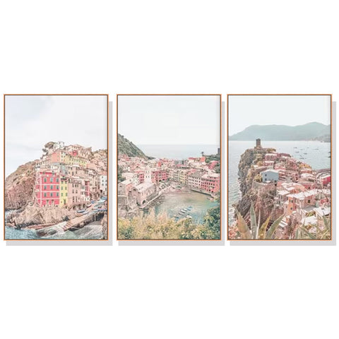 Artime Wall 70Cmx100cm Italy Cinque Terre 3 Sets Wood Frame Canvas Posters & Prints