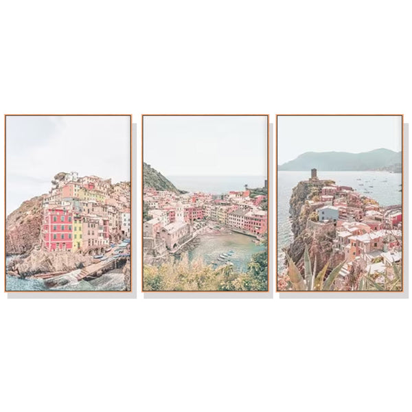 Artime Wall 60Cmx90cm Italy Cinque Terre 3 Sets Wood Frame Canvas Posters & Prints