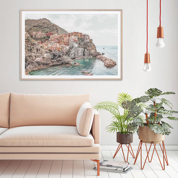 Artime Wall 90Cmx135cm Italy Cinque Terre Wood Frame Canvas Posters & Prints