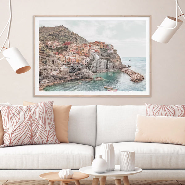 Posters & Prints Artime Wall 100Cmx150cm Italy Cinque Terre Wood Frame Canvas