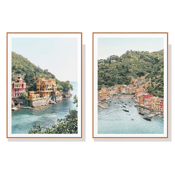 Posters & Prints Artime Wall 100Cmx150cm Italy Coast 2 Sets Wood Frame Canvas