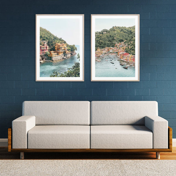 Artime Wall 60Cmx90cm Italy Coast 2 Sets Wood Frame Canvas Posters & Prints