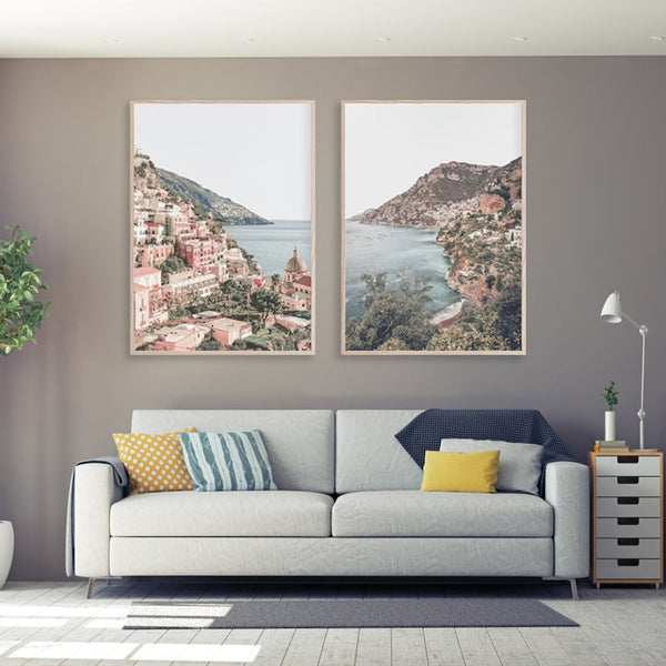 Posters & Prints Artime Wall 50Cmx70cm Italy Positano 2 Sets Wood Frame Canvas