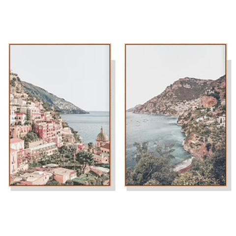 Posters & Prints Artime Wall 40Cmx60cm Italy Positano 2 Sets Wood Frame Canvas