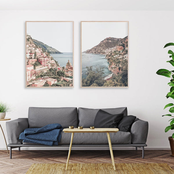 Wall Art 90Cmx135cm Italy Positano 2 Sets Wood Frame Canvas