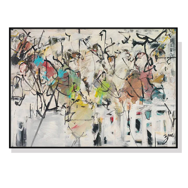 Artime Wall 90Cmx135cm Abstract White Dream Black Frame Canvas Posters & Prints