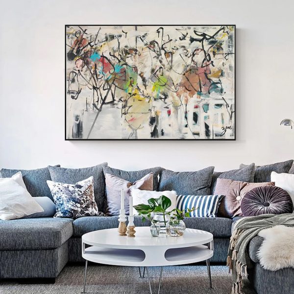 Posters & Prints Artime Wall 100Cmx150cm Abstract White Dream Black Frame Canvas