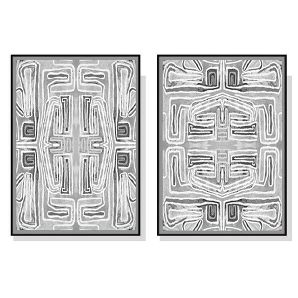 Artime Wall 50Cmx70cm Black White Pattern 2 Sets Frame Canvas Posters & Prints