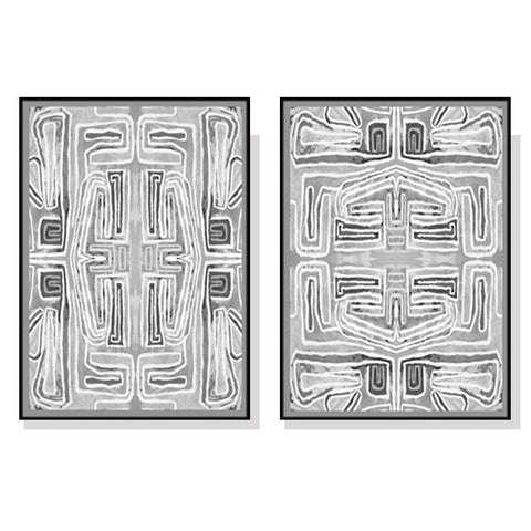 Artime Wall 100Cmx150cm Black White Pattern 2 Sets Frame Canvas Posters & Prints