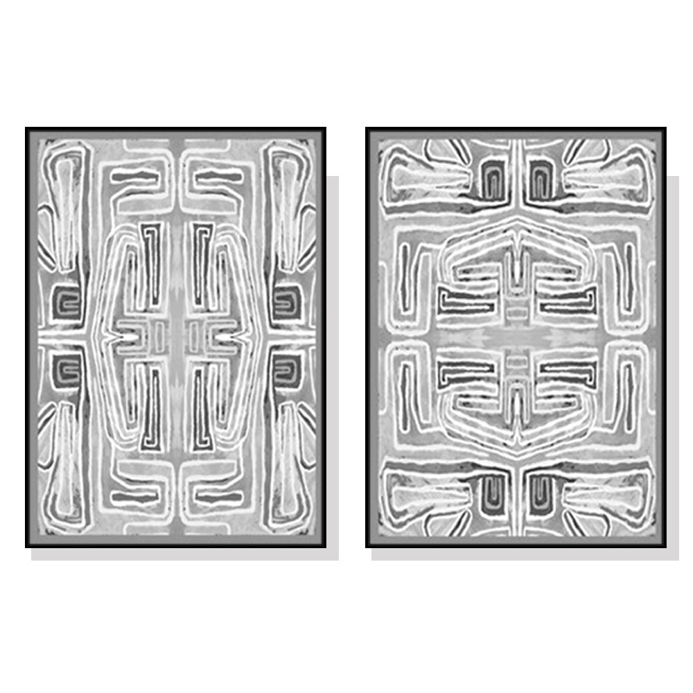Artime Wall 70Cmx100cm Black White Pattern 2 Sets Frame Canvas Posters & Prints
