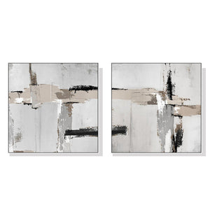 Wall Art 40Cmx40cm Neutral Abstract 2 Sets White Frame Canvas