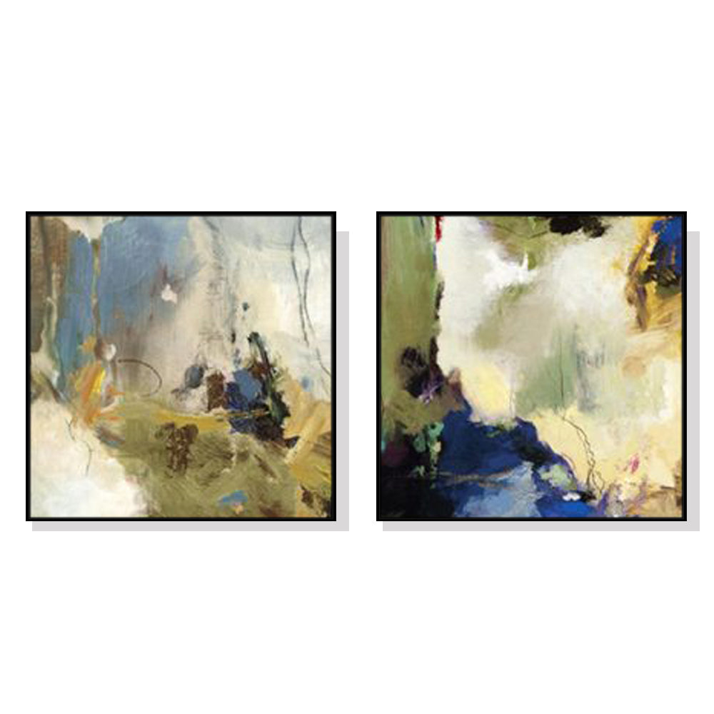 Posters & Prints Artime Wall 60Cmx60cm Abstract Blue 2 Sets Black Frame Canvas