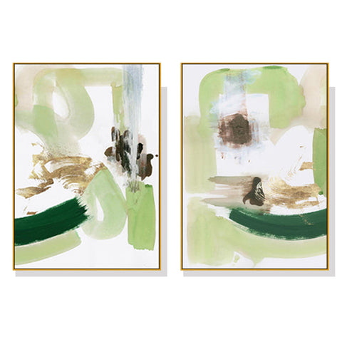 Artime Wall 40Cmx60cm Abstract Green Mint 2 Sets Gold Frame Canvas Posters & Prints