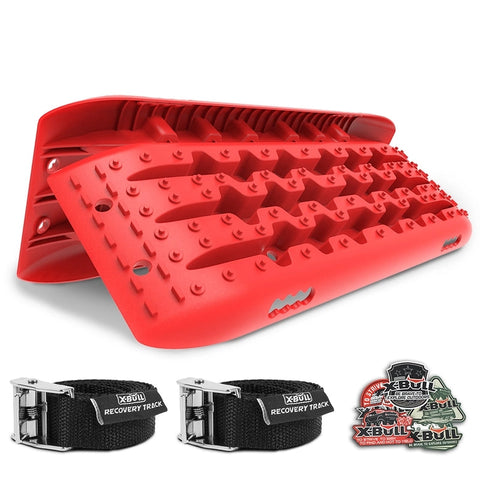 X-Bull Kit1 Recovery Track Board Traction Sand Trucks Strap Mounting 4X4 Snow Car Red