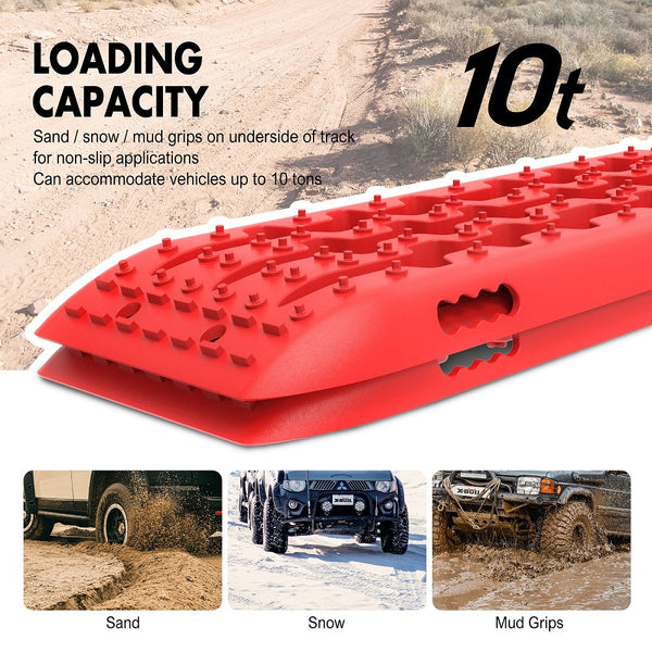 X-Bull Recovery Tracks Gen 2.0 10T Sand Mud Snow Pairs Offroad 4Wd 4X4 2Pc 91Cm Red
