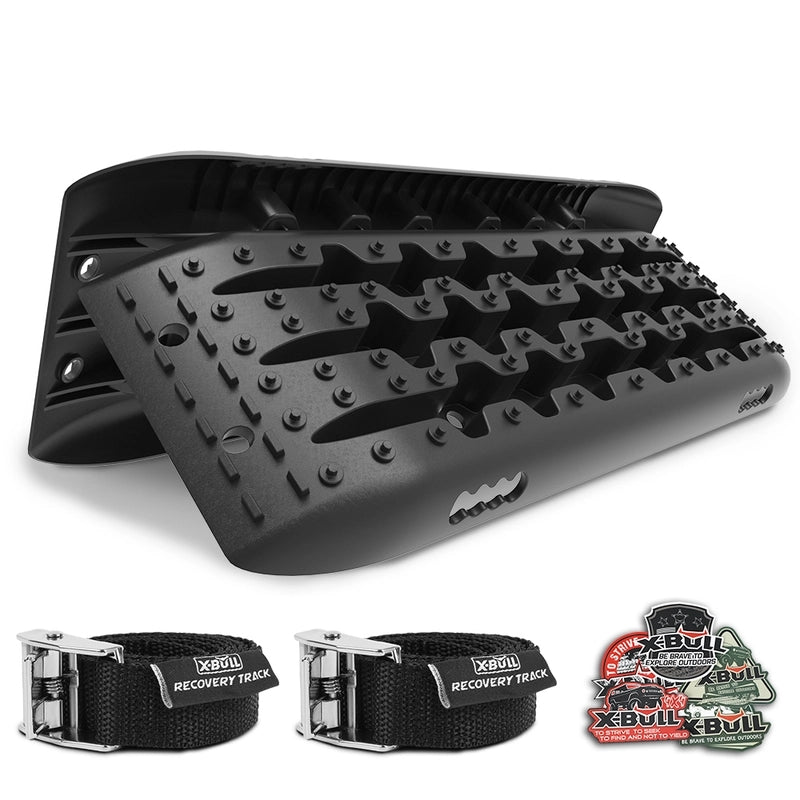 X Bull Kit1 Recovery Track Board Traction Sand Trucks Strap Mounting 4X4 Snow Car Black Recovery Tracks