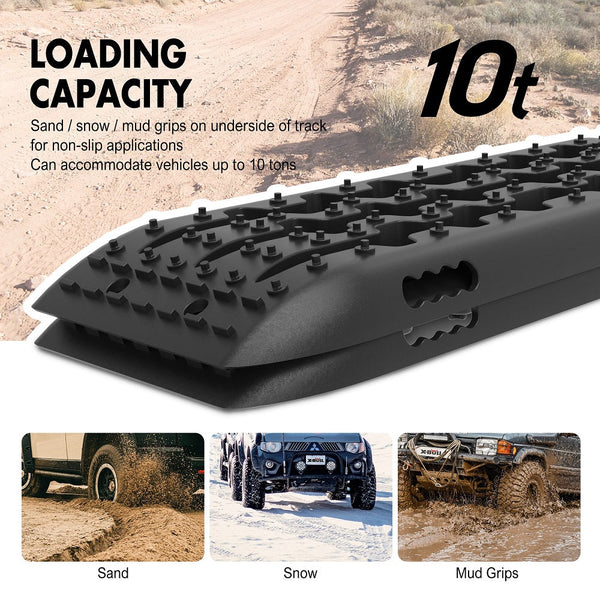 X-Bull Recovery Tracks Gen 2.0 10T Sand Mud Snow Pairs Offroad 4Wd 4X4 2Pc 91Cm Black
