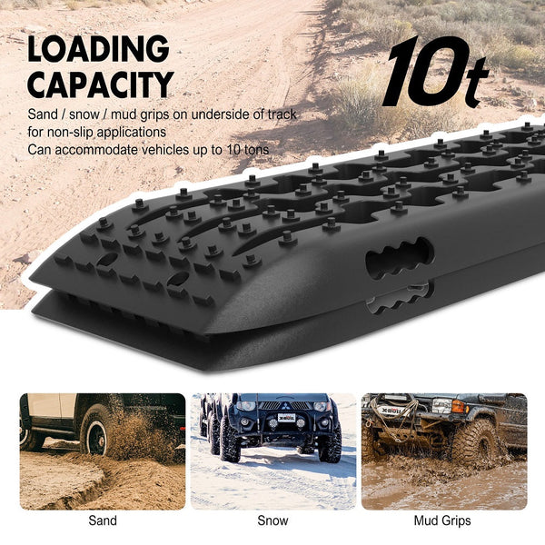 X Bull Gen 2.0 10T Sand Mud Snow Pairs Offroad 4Wd 4X4 2Pc 91Cm Black Recovery Tracks