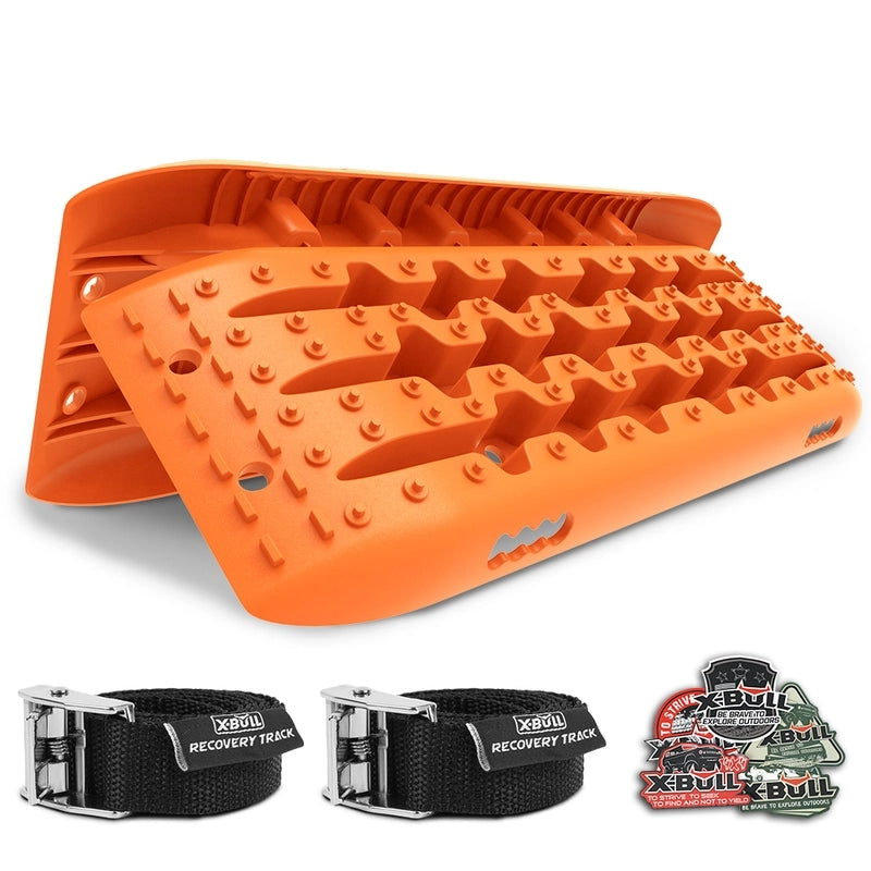 X Bull Kit1 Recovery Track Board Traction Sand Trucks Strap Mounting 4X4 Snow Car Orange Recovery Tracks