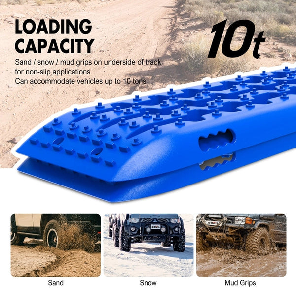 X-Bull Kit1 Recovery Track Board Traction Sand Trucks Strap Mounting 4X4 Snow Car Blue