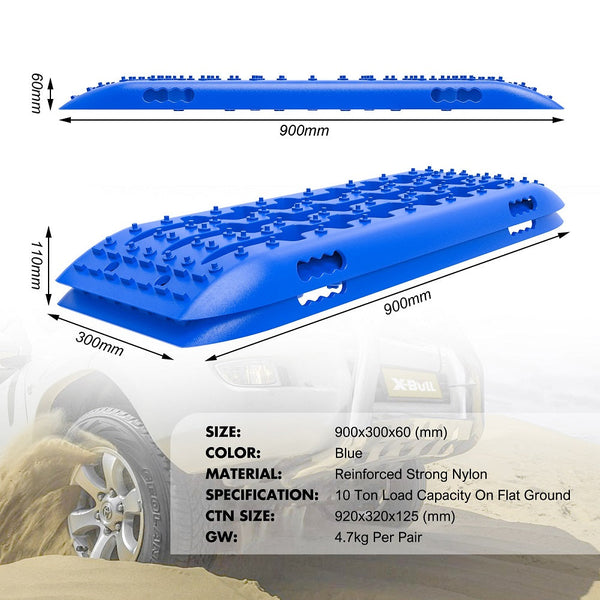 X-Bull Recovery Tracks Gen 2.0 10T Sand Mud Snow Pairs Offroad 4Wd 4X4 2Pc 91Cm Blue
