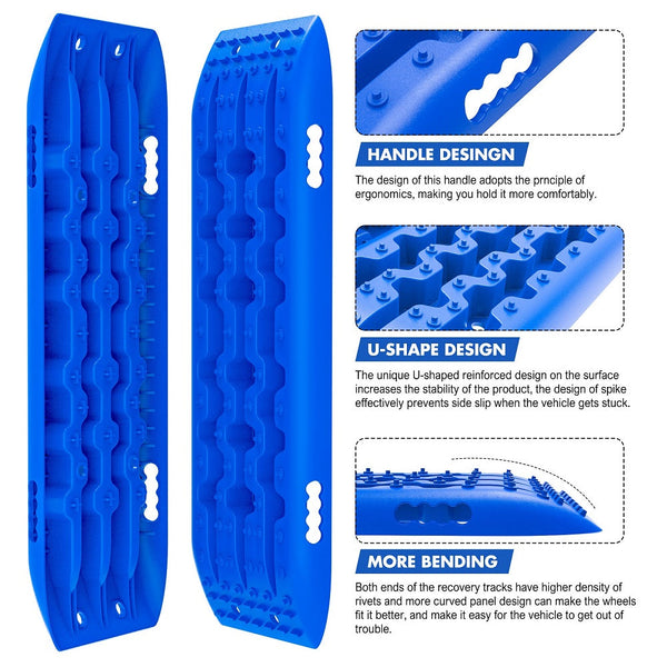 X-Bull 4X4 Recovery Tracks 10T 2 Pairs/ Sand Tracks/ Mud Mounting Bolts Pins Gen 2.0 -Blue
