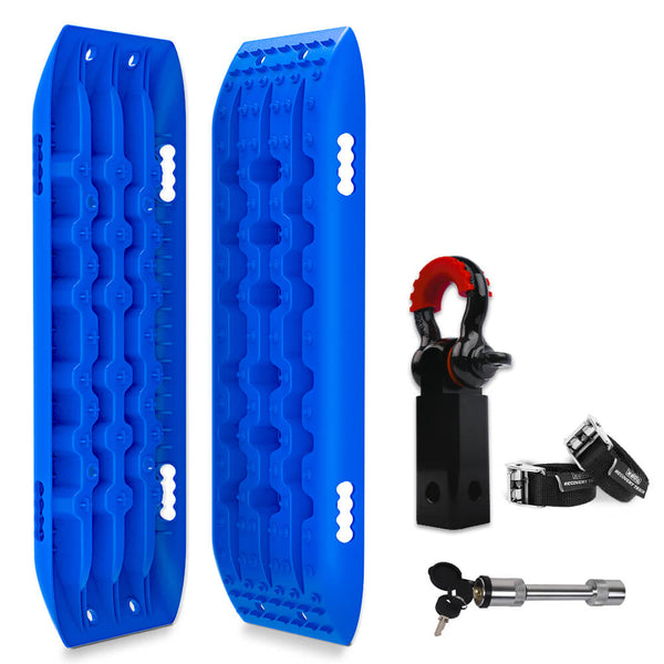 X Bull Hitch Receiver 5T Recovery With 2Pcs Tracks Boards Gen2.0 Blue Tow Bars & Winches