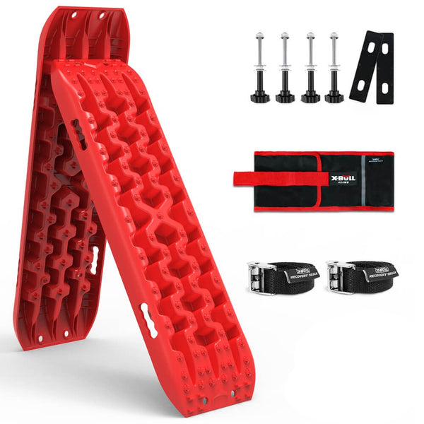 X Bull 2Pcs Snow Mud 4Wd With 4Pc Mounting Bolts Red Recovery Tracks