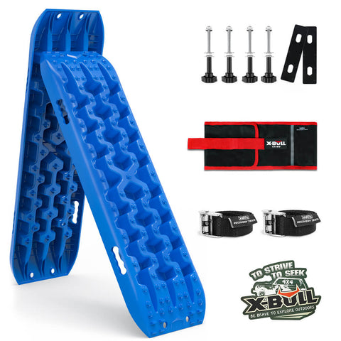 X-Bull 2Pcs Recovery Boards Tracks Snow Mud 4Wd With 4Pc Mounting Bolts Blue