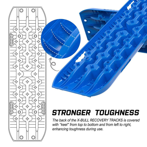 X-Bull 2Pcs Recovery Boards Tracks Snow Mud 4Wd With 4Pc Mounting Bolts Blue