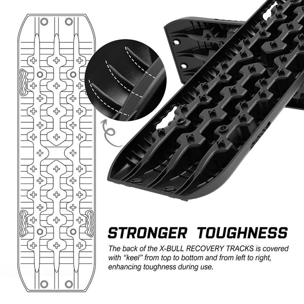 X Bull 2Pcs Boards Snow Mud 4Wd With 4Pc Mounting Bolts Black Recovery Tracks