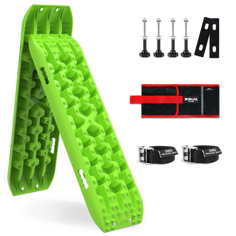 X-Bull 2Pcs Recovery Tracks Snow Mud 4Wd With 4Pc Mounting Bolts Green