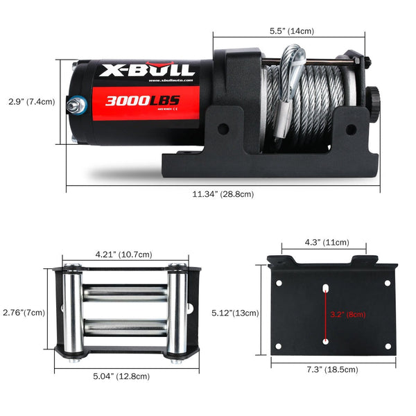 X Bull Electric Winch 3000Lbs Steel Wire Cable 12V Boat Atv Utv Trailer Units Binoculars & Monoculars