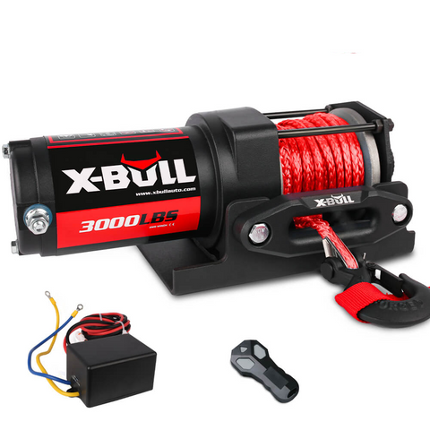 X-Bull 12V Electric Winch Boat 3000Lbs Synthetic Rope Wireless Remote Atv 4Wd Units