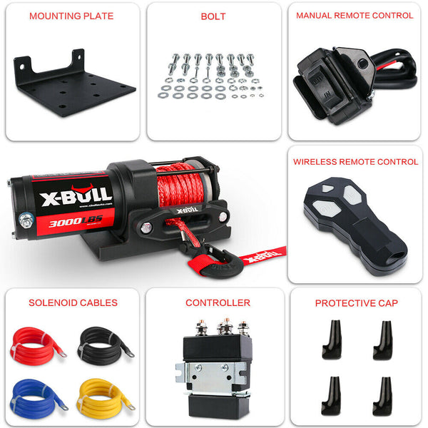 X Bull 12V Electric Winch Boat 3000Lbs Synthetic Rope Wireless Remote Atv 4Wd Units Binoculars & Monoculars