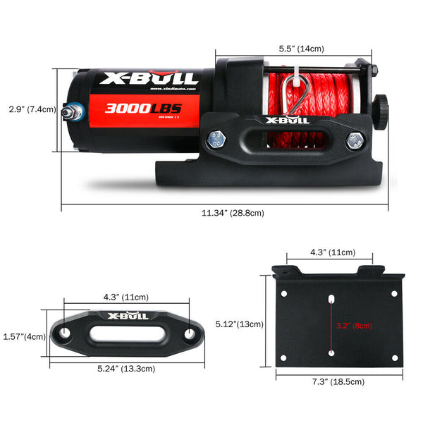X Bull Electric Winch 12V Wireless 3000Lbs/1360Kg Synthetic Rope Boat Atv 4Wd Tow Bars & Winches