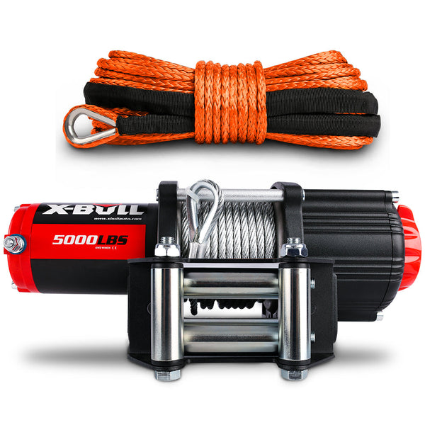 X Bull 12V Electric Winch 5000Lbs Wireless Steel Cable Atv Boat With 13M Synthetic Rope Tow Bars & Winches