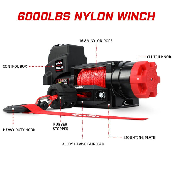 X Bull Electric Winch 6000Lbs 12V Boat Synthetic Rope Wireless Remote 4Wd Atv Utv Tow Bars & Winches