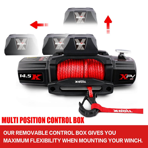 X Bull 12V Electric Winch 14500Lbs Synthetic Rope With Pairs Recovery Tracks Gen2.0 Black Tow Bars & Winches