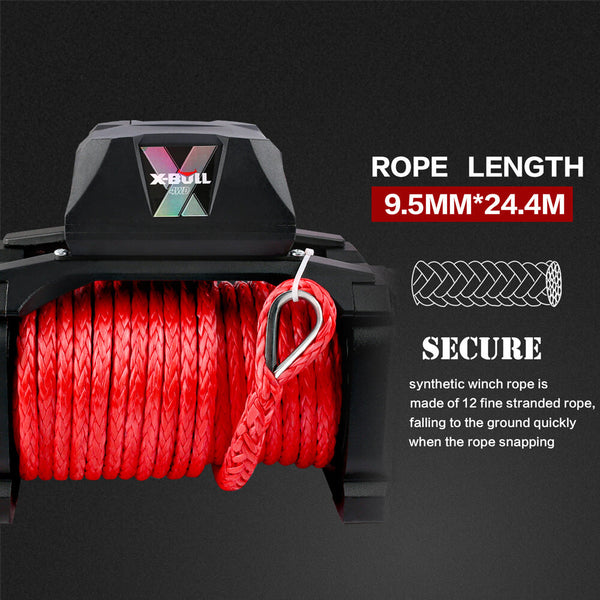 X Bull 12V Electric Winch 14500Lbs Synthetic Rope With Pairs Recovery Tracks Gen2.0 Black Tow Bars & Winches