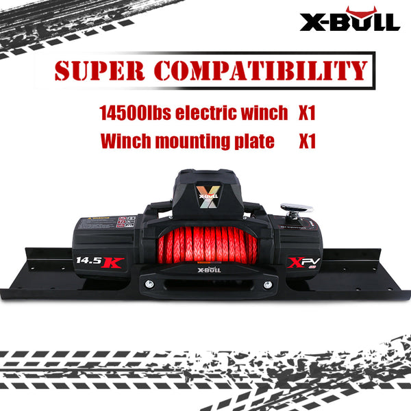 X Bull 4X4 Electric Winch 12V 14500Lbs Synthetic Rope With Mounting Plate Tow Bars & Winches