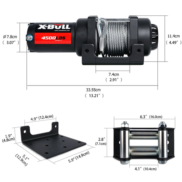 X Bull Electric Winch 4500Lbs/2041Kg Steel Cable Wireless Remote Boat Atv 4Wd Tow Bars & Winches