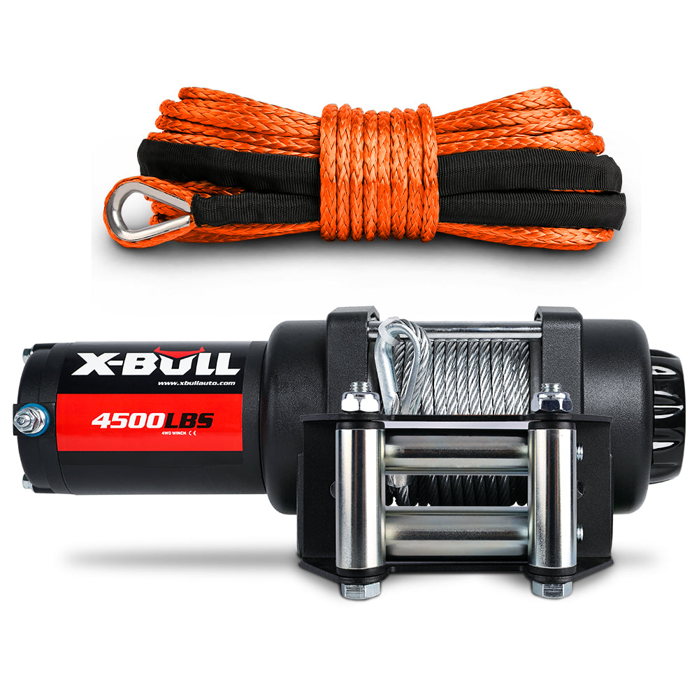 X Bull 12V Electric Winch 4500Lb Boat Trailer Steel Cable With 5.5Mx13m Synthetic Rope Orange Tow Bars & Winches