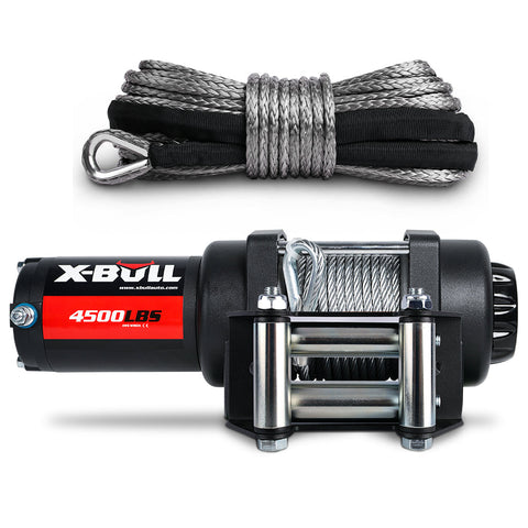 X-Bull 4500Lb Electric Winch 12V Boat Trailer Atv Steel Cable With 5.5Mx13m Synthetic Rope Grey