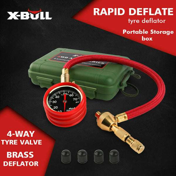 X Bull Tyre Deflator Tire Air Rapid With Pressure Gauge Valve Tool 4Wd Deflators