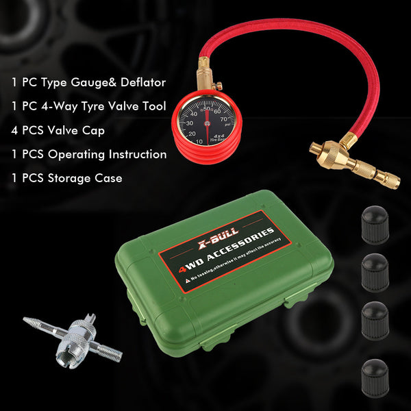 X Bull Tyre Tire Automatic 4Wd Pressure Gauge Brass Deflators