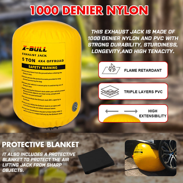 X Bull Air Jack Recovery Exhaust Kits 5T Bag Multi Layer Truck Rescue Jacks & Jack Stands