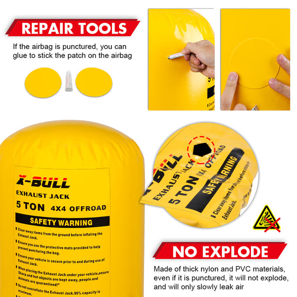 X Bull Air Jack Recovery Exhaust Kits 5T Bag Multi Layer Truck Rescue Jacks & Jack Stands