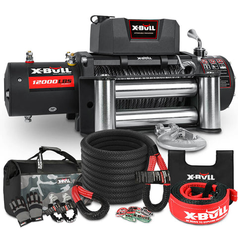 X-Bull 4Wd Recovery Kit Kinetic Rope With 12000Lbs Electric Winch 12V 4X4 Offroad