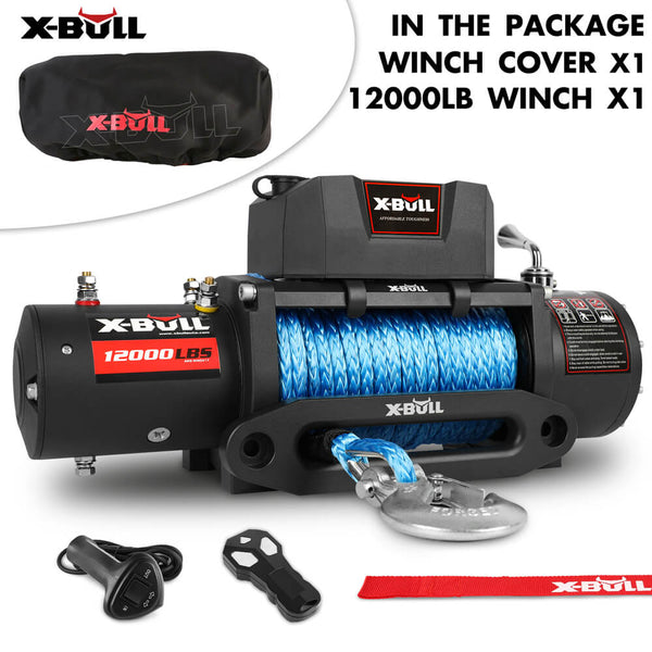 X Bull 12V Electric Winch 12000Lbs Synthetic Rope 4Wd Jeep With Cover Tow Bars & Winches
